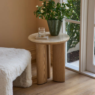 Carlyle Brown Marble Side Table 50X55CM