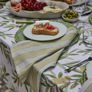 Set /4 Catania Green Stripe Napkins