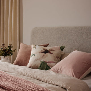 Hand Painted Magnolia Cushion Linen Blend 50cm x 50cm