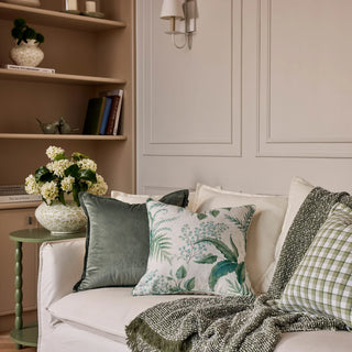 Fern Blue/Green Cushion 50cmx50cm Linen Blend