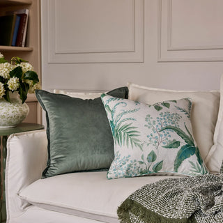 Fern Blue/Green Cushion 50cmx50cm Linen Blend
