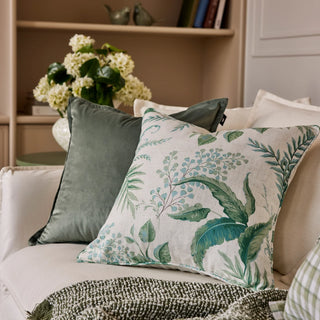 Fern Blue/Green Cushion 50cmx50cm Linen Blend