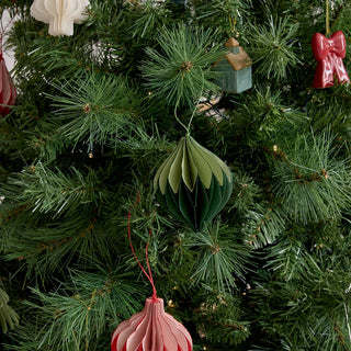 Natalia Paper Dark Green/Light Green Assorted Christmas Decoration Set of 6