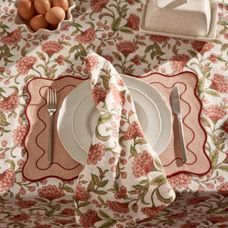 Set of 4 Georgia Pink And Green Cotton Napkins