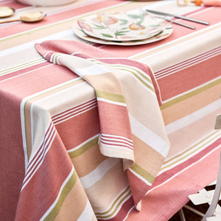 Fairhaven Rust Stripe Cotton Tablecloth 150x230cm