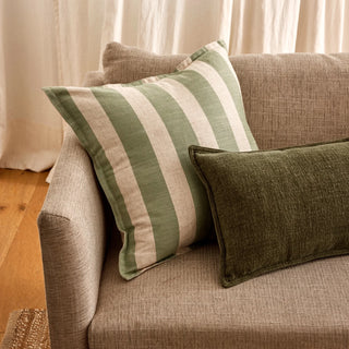 Rye Spruce Stripe Linen Blend Cushion