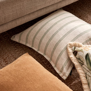 Rye Spruce Stripe Linen Blend Cushion