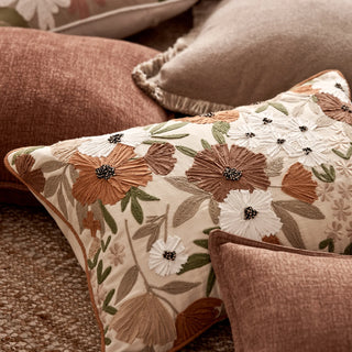 Florence Rust Embroidered Cotton Cushion 40x60cm