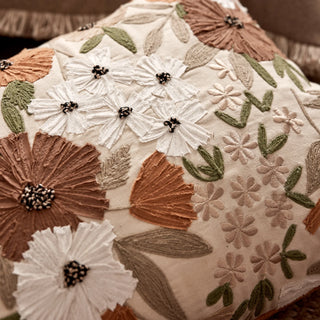 Florence Rust Embroidered Cotton Cushion 40x60cm