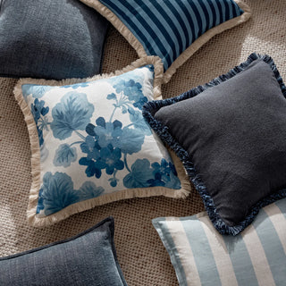 Geranium Blue Linen Blend Cushion 50cm x 50cm