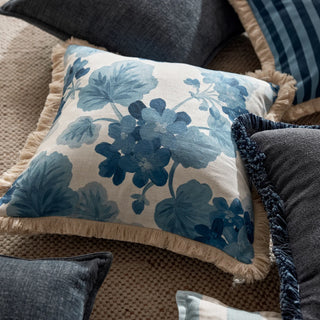 Geranium Blue Linen Blend Cushion 50cm x 50cm