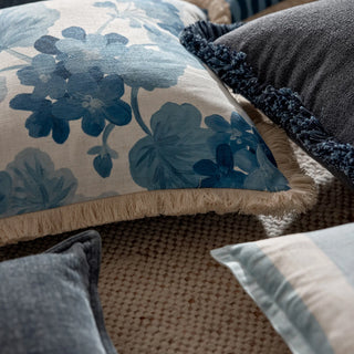 Geranium Blue Linen Blend Cushion 50cm x 50cm