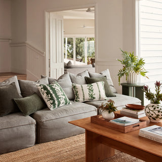 Emerson Dark Green Linen Blend Cushion 40x60cm