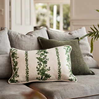 Emerson Dark Green Linen Blend Cushion 40x60cm
