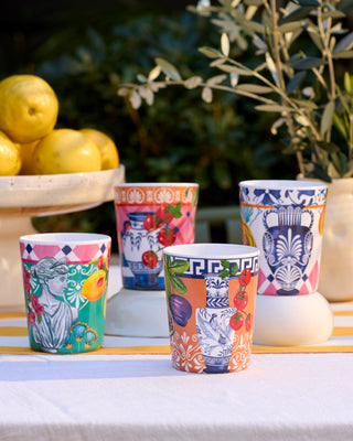 Set of 4 Mediterranean Summer Melamine Cups