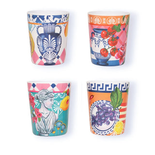Set of 4 Mediterranean Summer Melamine Cups