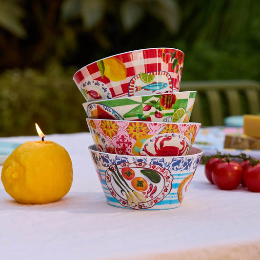 Set of 4 Melamine Italian Summer Bowls