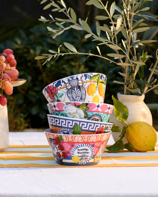Set of 4 Melamine Mediterranean Summer Bowls