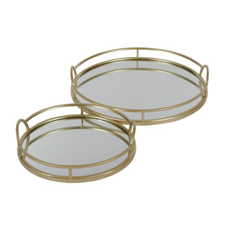 Tinka Set of 2 Gold Round Metal Decor/ Serving Trays