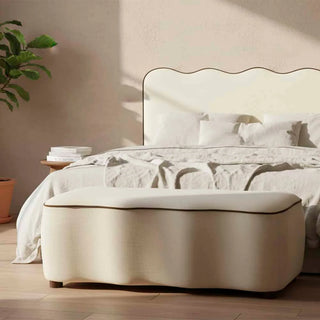 Avoca Ottoman Ivory with Chocolate Piping