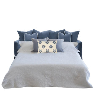 Noosa Hamptons 3 Seat Queen Sofa Bed Navy W/White Piping