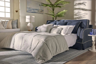 Noosa Hamptons 3 Seat Queen Sofa Bed Navy W/White Piping