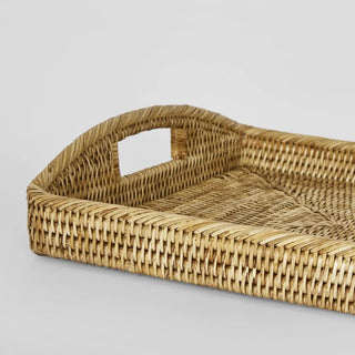Handcrafted Rattan Paume Rectangle 2 Piece Tray Set Natural