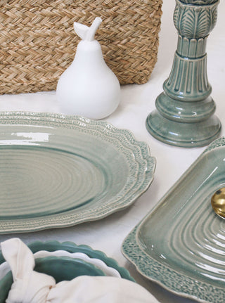 Minorca Silver Grass Ceramic Rectangle Platter 49x33.5x6cm