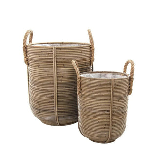 Set of 2 Rattan Playa Baskets Striped