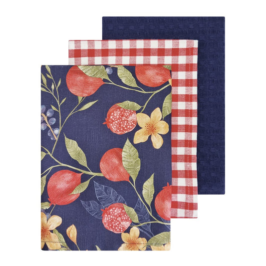 J.Elliot Pomegranate 3PK tea towel navy multi