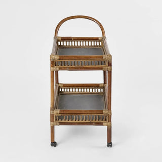 Natural Rattan Bar Trolley Cart
