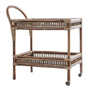 Natural Rattan Bar Trolley Cart
