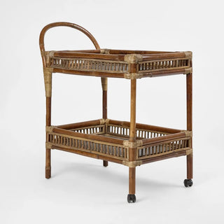Natural Rattan Bar Trolley Cart