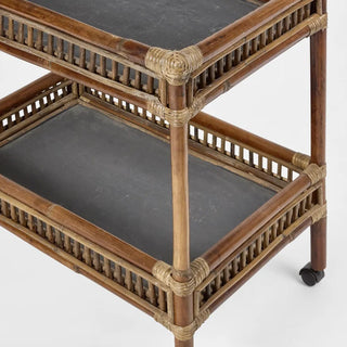 Natural Rattan Bar Trolley Cart