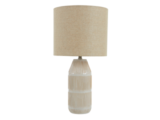 Ronin Ceramic Ivory/Natural Table Lamp With Linen Shade