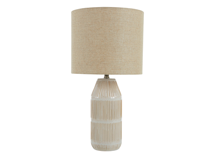 Ronin Ceramic Ivory/Natural Table Lamp With Linen Shade