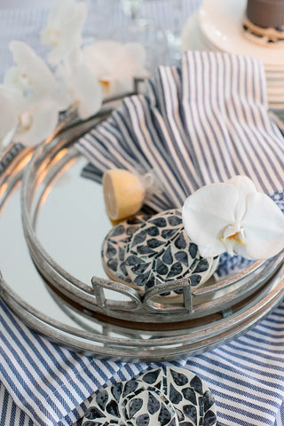 Set of 4 Maison French Navy Striped Cotton Napkins