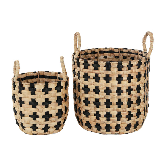 Yves Set of 2 Hyacinth Baskets - Natural & Black