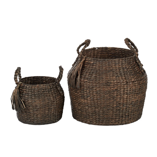 Baji S/2 Hyacinth Basket Set - Walnut