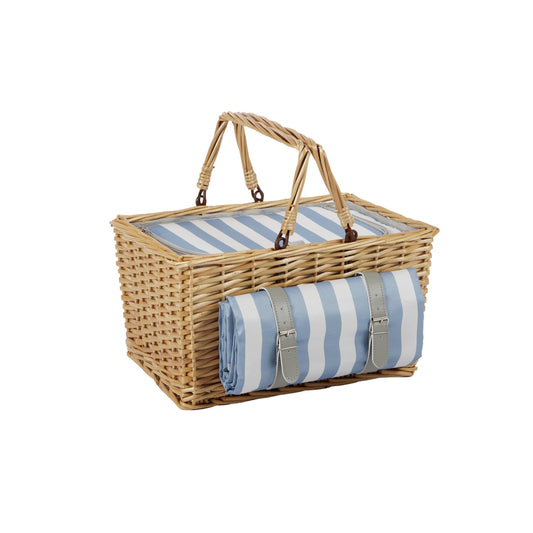 Harbour Picnic Basket with Blue and White Striped Rug