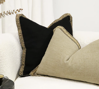 Natural Rectangular Artisan Linen & Jute Cushion With Microfiber Fill 60x40CM