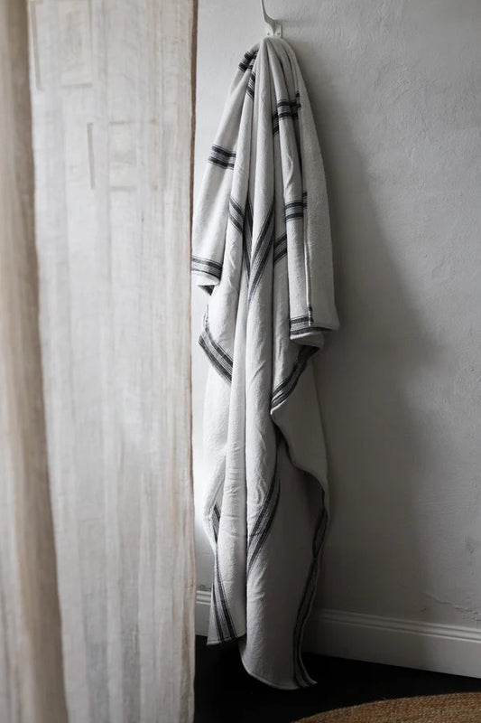 Set of 2 Stripe Slub Sherpa White Throw Blanket