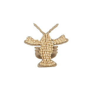 Set of 4 Lobster Beaded Napkin Rings 10cm Natural