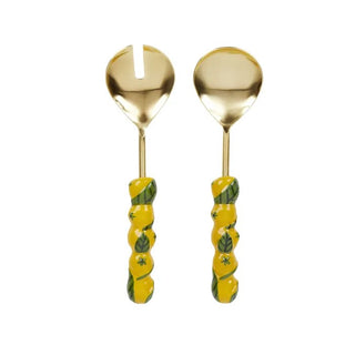 Set of 2 Lemon Stainless Steel Salad Servers 26cm