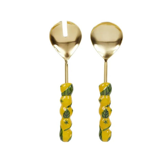 Set of 2 Lemon Stainless Steel Salad Servers 26cm