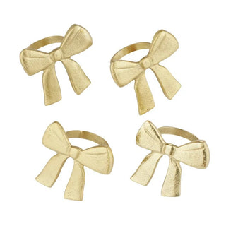 Set/4 Bow Metal Napkin Ring 7x6x4.5cm Gold