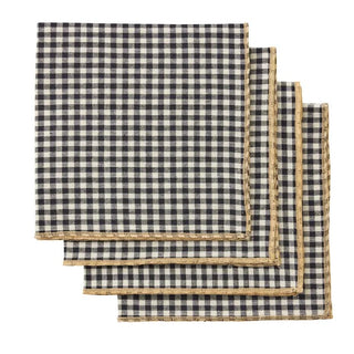 Set/4 Margot Cotton Napkins 40x40cm Ivory & Black