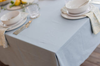 Soft Blue Cotton Tablecloth 150x150