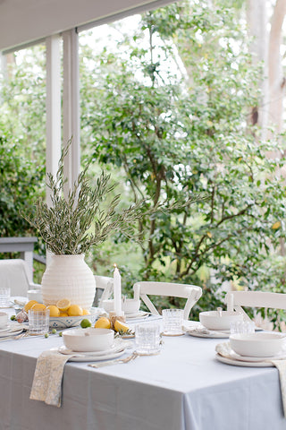 Soft Blue Cotton Tablecloth 150x150