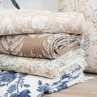 Floral Cotton Throw blanket artichoke